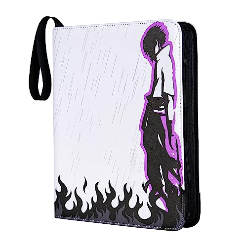 MORABTO Binder for Naruto Cards, 720 Pockets Trading Card Album with 40 Sleeves, 9 Pocket Card Holder Album Compatible with Anime NarutoNinja CardsBlack Flame