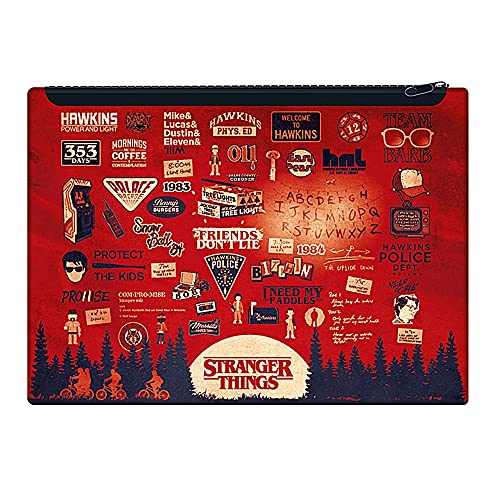 Stranger Things Pencil Case (Upside Down Design) 18cm x 25cm Extra Large Pencil Case for Pencils and Stationery, Great Stranger Things Gifts - Official Stranger Things Merchandise