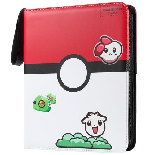 4 Pocket Card Binder Compatible With Pokemon Cards, Trading Card Book Cas Album Holder, 400 Pockets Zipper Card Binder for TCG, MTG -Toys Gifts for Boys Girls, Red