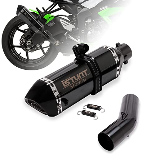 KAJIMOTOR Motorcycle Exhaust Slip on Muffler Motorcycles Tail Link Exhaust Midpipe System for KAWASAKI Ninja ZX6R 636 2009-2021 ZX10R 08-10 Black