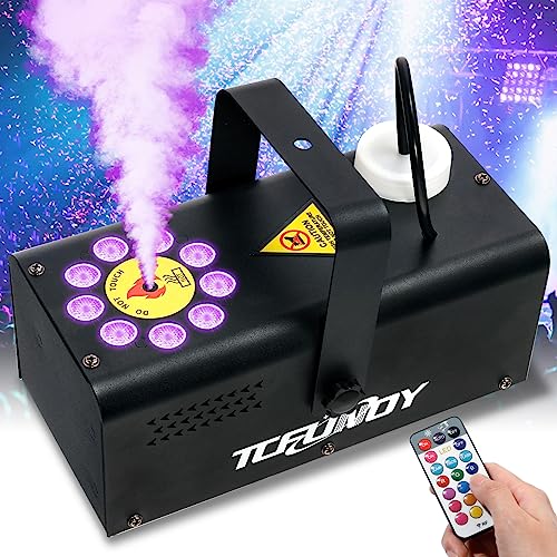 TCFUNDY Vertical Fog Machine with 9 LED Lights, 500W Smoke Machine with 12 Color Lights Effect for Halloween Wedding DJ Party Stage