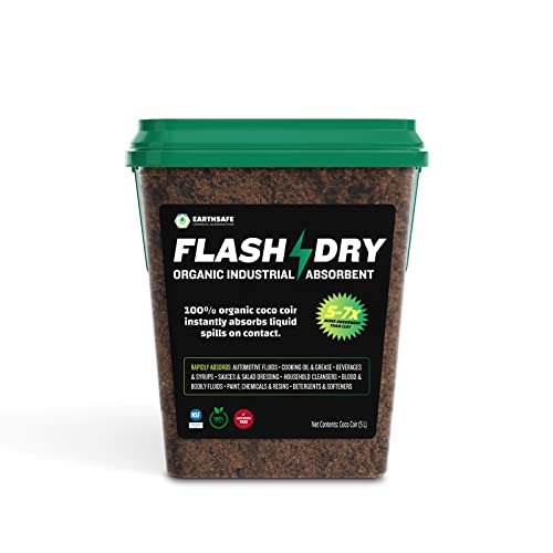 FlashDry 5 Liter Bucket of Super Spill Absorbent, 100% Organic Environmentally Friendly - for Oil, Paint, Grease and More in Garages, Kitchens, Janitor Kits, Safer and More Effective Than Clay Litter