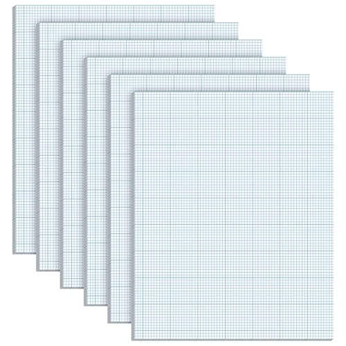 Ctosree 300 Sheets 8.5 x 11 Quadrille Pads 10 Squares Per Graph Paper Pad Engineer Grid Paper Cross Section Pad for Math Sketching Graph Rule Per Pad 50 Sheets/Pack(Blue, 6 Pcs)