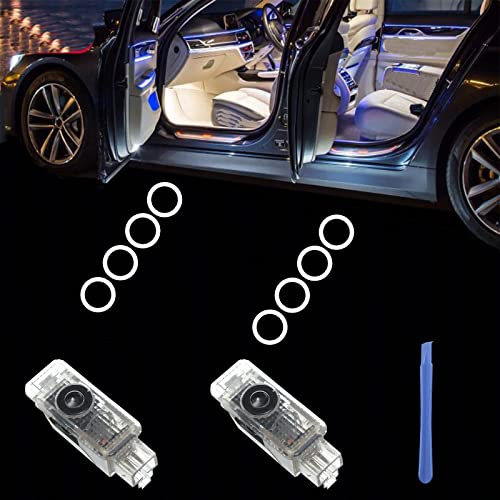 Car Door Logo Light HD Projector Laser Welcome Lights Ghost Shadow Logo Light Compatible with Audi a1 a3 a4 a5 a6 a7 a8 q2 q3 q5 q6 q7 q8 s3 s4 s5 s6 s7 s8 rs4 rs5 rs6 rs7 rs8 tt e-tron All Series