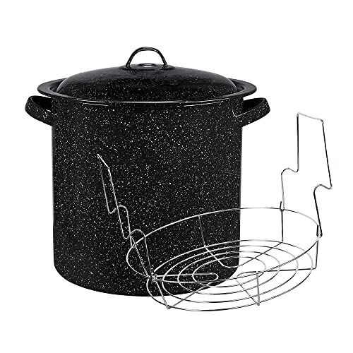 Granite Ware Enamel on Steel 15.5-Quart Water Bath Canner with lid & Jar Rack, Multiuse Pot, Resistant & Easy to Clean