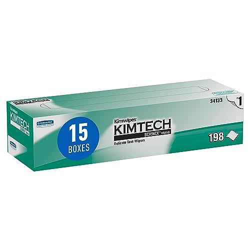 Kimtech 34133 Kimwipes Delicate Task Wipers, 1-Ply, 11 4/5 x 11 4/5, 196 per Box (Case of 15 Boxes) , White