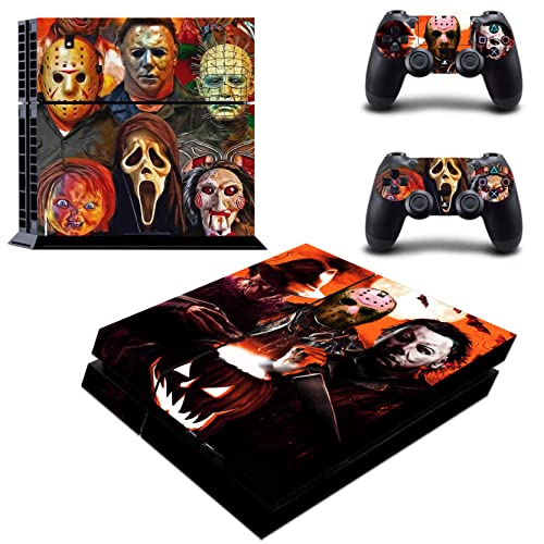 Vanknight Vinyl Decal Skin Stickers Cover Set Horror Skin for Regular PS4 Console Play Station 4 Controllers Halloween Ghost Jason Michael