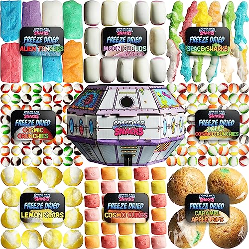 The UFO Pack- Premium Freeze Dried Candy Variety Pack with 9 Kinds of Freeze Dried Candy - Skittles, Sour Skittles, Hi Chews, Space Sharks, Airheads, Lemon Stars and More