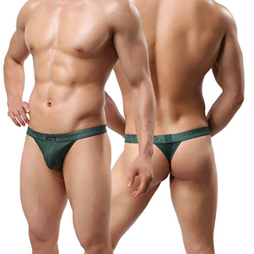 MuscleMate Classic Men's Sports Thong G-String Underwear, Hot Men's Thong G-String Briefs. Green