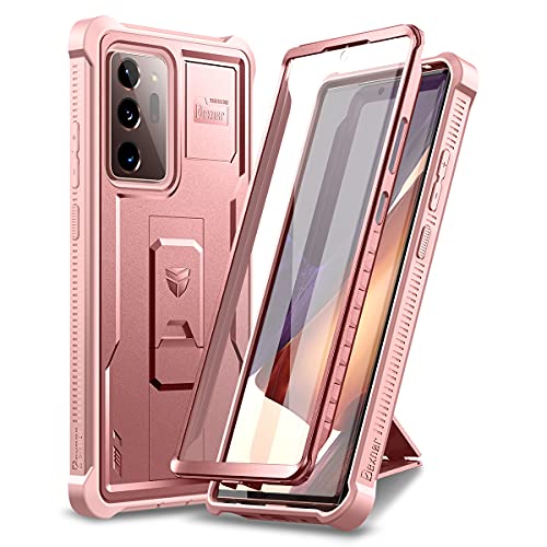 Dexnor for Samsung Galaxy Note 20 Ultra 5G Case, [Built in Screen Protector and Kickstand] Heavy Duty Military Grade Protection Shockproof Protective Cover for Galaxy Note 20 Ultra (Rose Gold)