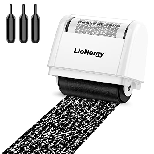 Identity Protection Roller Stamp LioNergy Roller Identity Theft Prevention Security Stamp with 3 Refills - White