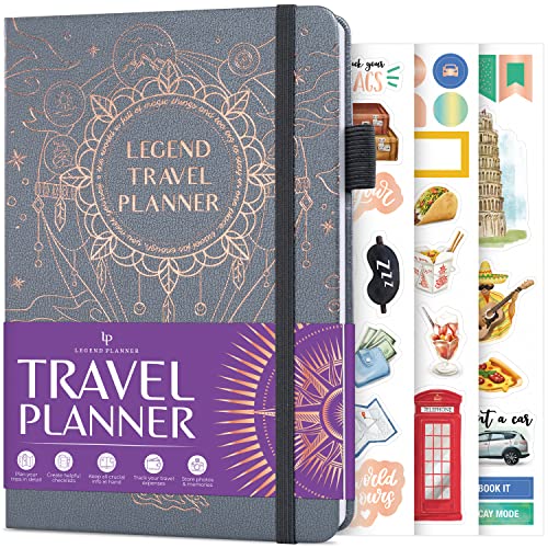 Legend Travel Planner  Vacation Itinerary Organizer for Solo Travel & Couples  Travelling Journal for Women & Men  Traveling Log with Expense Tracker & Packing List  Hardcover (Mystic Grey)