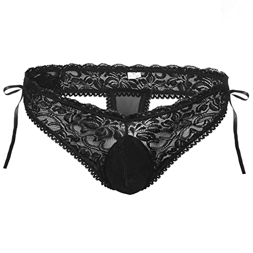 QiaTi Mens Thong Sexy Underwear Sissy Panties G-strings Mens Lingerie T-back Lace Underpants