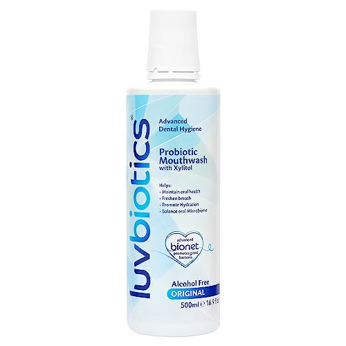 Luvbiotics Xylitol Mouthwash with Dental Probiotics - Promotes Good Bacteria for Fresh Breath, Healthy Teeth & Gums - Alcohol Free Natural Breath Freshener - 500ml