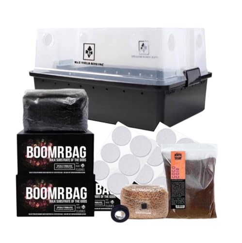 North Spore Boomr Bag Monotub Kit | Complete Dung-Loving Mushroom Grow Kit - Just Add Spores | Featuring Max Yield Bins Monotub | Includes Monotub, Sterile Substrates, Coco Coir & Filters