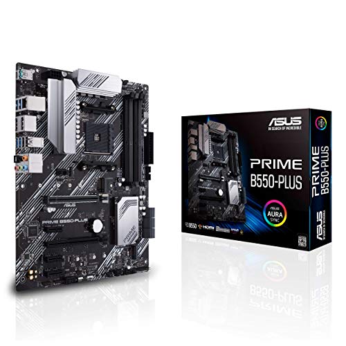 ASUS Prime B550-PLUS AMD AM4 Zen 3 Ryzen 5000 & 3rd Gen Ryzen ATX Motherboard (PCIe 4.0, ECC Memory, 1Gb LAN, HDMI 2.1, DisPlayPort 1.2 (4K@60HZ), Addressable Gen 2 RGB Header and Aura Sync)