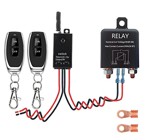 WOODGUILIN Wireless Remote Car Kill Switch200A Car Battery Disconnect Switch,DC12V-72V Wireless Remote Control Switch Anti Leakage Battery Isolator,for Heavy EquipmentCarTruckinvertersPumps.