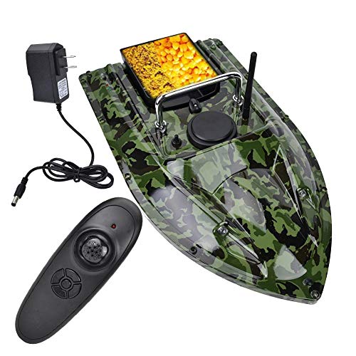 Asixx Fish Bait Boat, RC 500m Remote Control Wireless Fishing Lure Bait Boat Fish Finder with LED Night Light for Pools and Lakes, Hold 1.5kg Lure(Camouflage)(US)