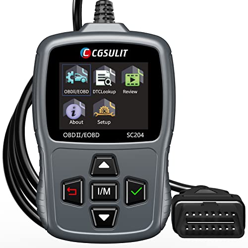 CGSULIT Scan Tool SC204 OBD2 Scanner, Check Engine Light Code Reader with Reset, One-Click I/M, Clear Error Code, DTC Lookup & More, Car Diagnostic Tool for All OBDII/EOBD Vehicles After 1996, Grey