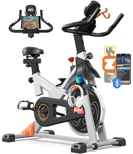 pooboo Magnetic Resistance Indoor Cycling Bike, Belt Drive Indoor Exercise Bike Stationary LCD Monitor with Ipad Mount Comfortable Seat Cushion for Home Cardio Workout Cycle Bike Training Upgraded Version