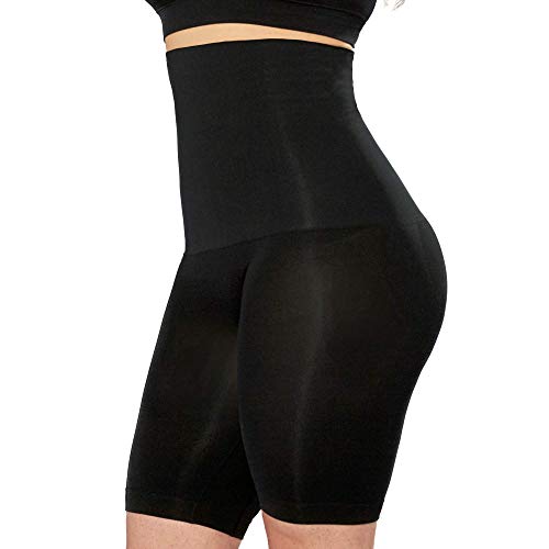 SHAPERMINT High Waisted Body Shaper Shorts - Shapewear for Women Tummy Control Small to Plus-Size, Black Medium/Large