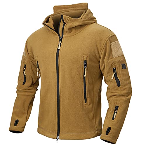 NAVEKULL Men's Tactical Hoodie Fleece Jacket Winter Warm Full-Zip Military Army Outdoor Hiking Coat with 7 Zip-pockets