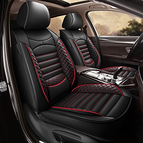 JIAMAOXIN Car Seat Covers Fit for Subaru Crosstrek 2016-2024 Full Set 5 Seats Faux Leather Waterproof Seat Cover Protector Compatible Airbag (Black & Red)