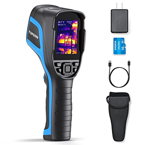 TOPDON TC004 Thermal Imaging Camera, 256 x 192 IR High Resolution 12-Hour Battery Life Handheld Infrared Camera with PC Analysis and Video Recording Supported, 16GB Micro SD Card