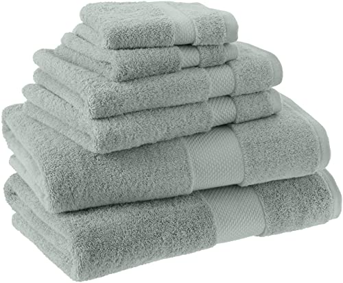 Amazon Aware 100% Organic Cotton Plush Bath Towels - 6-Piece Set, Sage Green