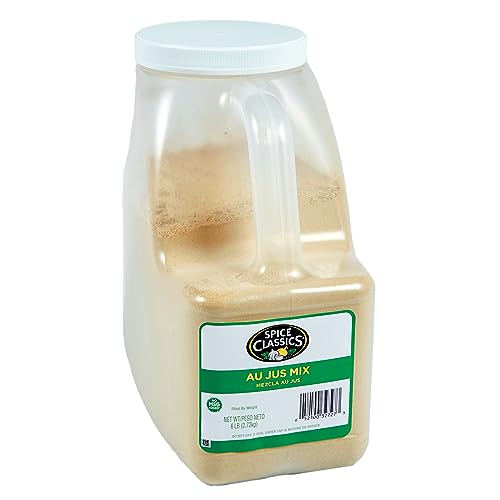 Spice Classics Au Jus Mix, 6 lb - One 6 Pound Container of Au Jus Gravy Mix, Best for Bulk Preparation, Use to Heighten Flavor of Ribs, French Dip Sandwiches, Roast Beef and More