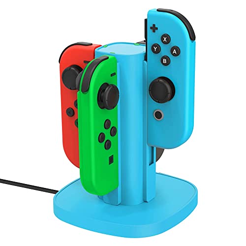 TALK WORKS Joy Con Charging Dock for Nintendo Switch - Joycon Docking Station Charges Up to 4 Joy-Con Controllers Simultaneously (Controllers Not Included) - Blue