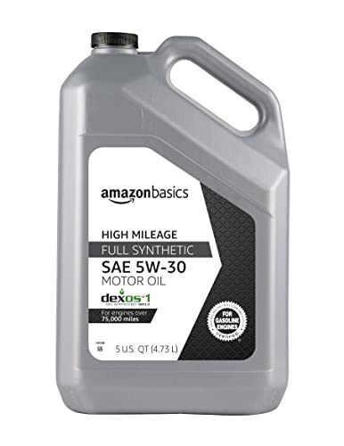 Amazon Basics High Mileage Motor Oil - Full Synthetic - 5W-30 - 5 Quart