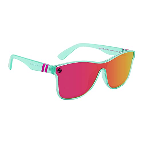 Blenders Eyewear Millenia X2  Polarized Sunglasses  Flat, Mirrored Lens, Tough Frames  100% UV Protection  For Men & Women  Dance Electric
