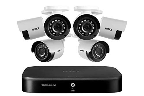 Lorex Indoor/Outdoor Wired Security Camera System, 1080p HD Bullet Cameras with Motion Detection Surveillance, Long-Range IR Night Vision & Smart Home Compatibility, 1TB 8-Channel DVR, 6 Cameras