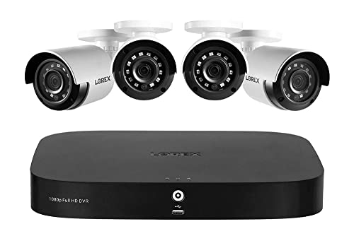 Lorex HD Security Camera System w/ 1TB DVR  8 Channel Home Security System w/ 4 Analog Metal Bullet Cameras  Smart Motion Detection, Long Range IR Night Vision, Weatherproof Surveillance