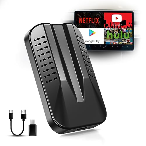 MORTENTR Wireless CarPlay & Android Auto Adapter with Netflix YouTube Hulu Google Play, 2023 Upgrade CarPlay Ai Box Multimedia Box, 5GHz WiFi, TF Card, Online Update, for Factory Wired CarPlay Cars