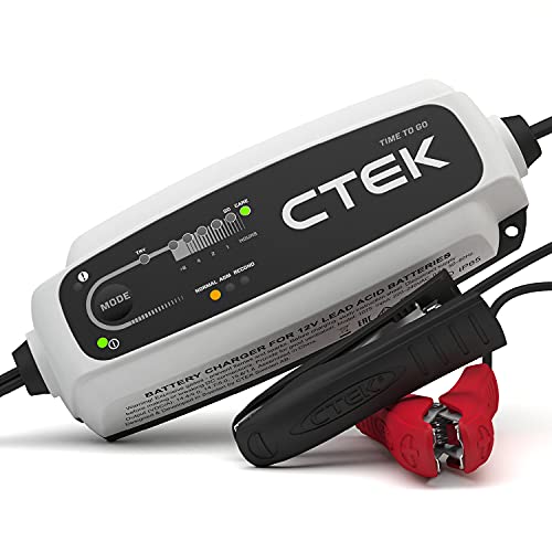 CTEK CT5 Time To Go, 12V Battery Charger, Battery Tender Charger, Battery Maintainer, Countdown Timer, Start Indicator, Built In Temperature Compensation, Reconditioning Mode And Dedicated AGM Mode
