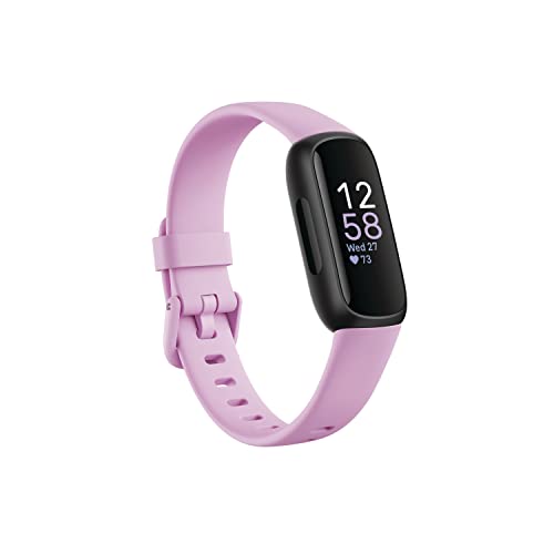 Fitbit Inspire 3 Health & Fitness Tracker with Stress Management, Workout Intensity, Sleep Tracking, 24/7 Heart Rate and more, Lilac Bliss/Black, One Size (S & L Bands Included)