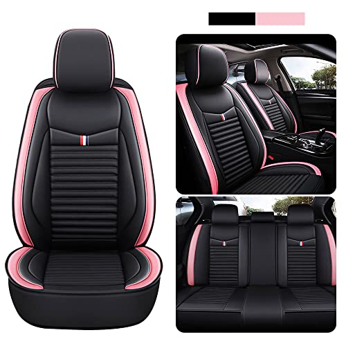 for Subaru Crosstrek 2016-2023 Car Seat Cover,Standard Leather Car Seat Covers, Universal Anti-Slip Driver Seat Cover,Fit for Most Cars, Sedans, SUVs and Trucks,Black Pink