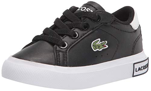 Lacoste unisex child Kid's Powercourt Sneaker, Black/White, 6.5 Toddler US