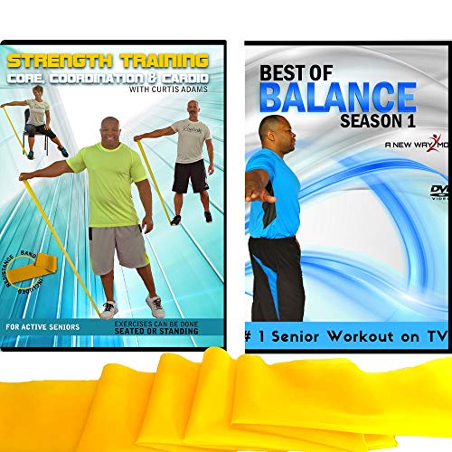 BALANCE + STRENGTH EXERCISE for Seniors: Improve your balance and increase your strength with this senior fitness combo includes resistance band. Get stronger, Core & Abs, aerobics, coordination