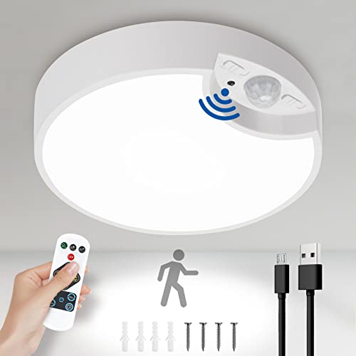 TAEYONK Motion Sensor Ceiling Light, Wireless Ceiling Light with USB Rechargeable Battery Powered, Indoor Outdoor LED Ceiling Light for Closet Stairs Bathroom Laundry Garage Pantry Wall Porch