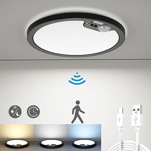 Battery Operated Wireless Motion Sensor LED Ceiling Light, BLNAN 7 Inch 7000mAh Rechargeable Motion Activated Lamp with 3000k 4000k 6000k Selectable, 3 Modes and Timers for Closet Pantry Stair Hallway