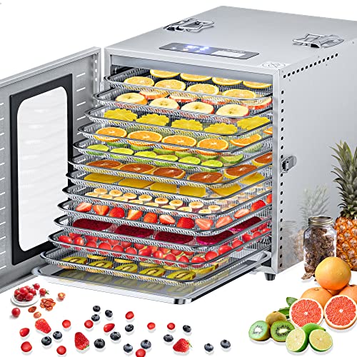 Food Dehydrator for Jerky 12 Trays, Vegetables Fruit, Meat, Trays Adjustable Temperature Controls, lectric Food Preserver Machine with Powerful Drying Capacity, Rear-Mounted Fan