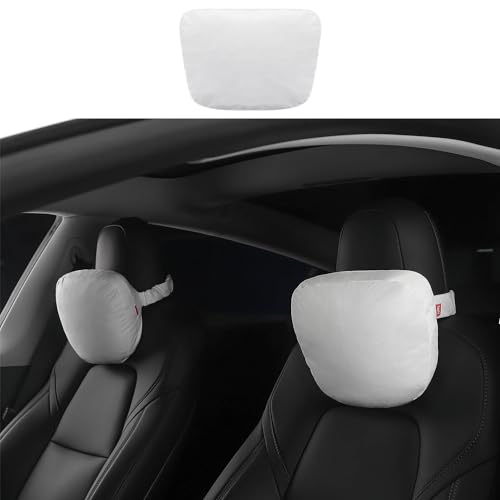 TSELLER for Tesla headrest Pillow Suede Surface Adaptive forTesla Model 3/Y/S/X Tesla Pillow Tesla Neck Pillow Accessories 1PCS(White)