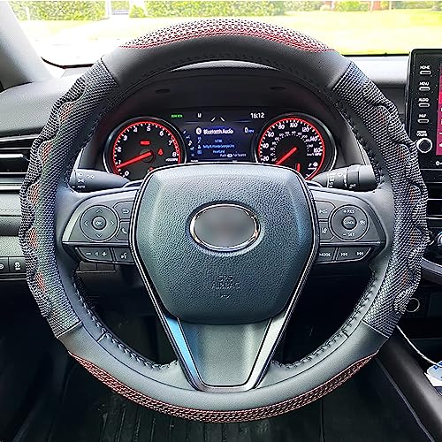 XHRING Steering Wheel Cover for Ford F150 F250 Raptor F250 Super Duty F350 Expedition Accessories F150 XL XLT Lariat King Ranch Platinum Limited Lightning Tremor Wine Red