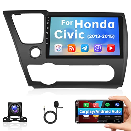 [2+32G] for 2013-2015 Honda Civic Radio, Apple CarPlay Android 11 Car Stereo with Android Auto 9'' Touch Screen Bluetooth Car Audio Receiver Support SWC GPS WiFi Backup Camera FM RDS HiFi CANBUS