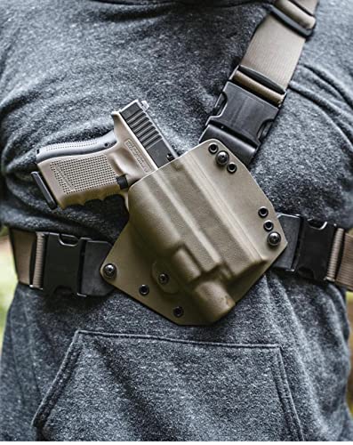 HolsterBuilder Universal Chest Rig & Mounting Hardware - Underarm Shoulder & Waist Holster - Adjustable Concealed Carry Universal Chest Harness (Left)-Holster NOT Included, grey