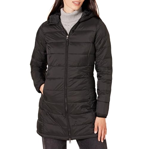 Amazon Essentials Women's Lightweight Water-Resistant Hooded Puffer Coat (Available in Plus Size), Black, X-Large