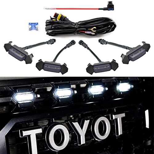 AUXLIGHT Car Accessories, 4PCS LED Front Grille Raptor Lights with Fuse & Wiring Harness, Compatible with 2016 2017 2018 2019 Toyotaa Tacoma TRD Pro (White)